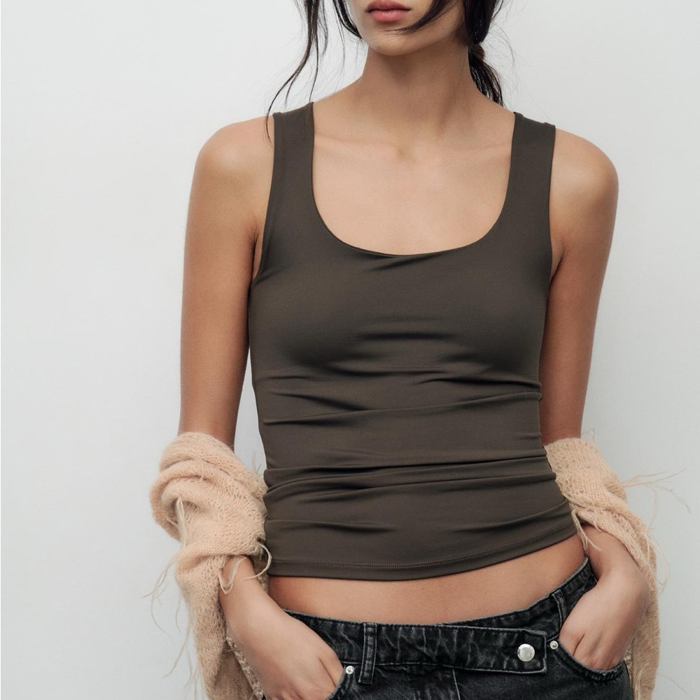 Zara Wide Strap Polyamide Top